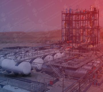 A vast refinery complex with towering distillation towers and an intricate network of pipelines, representing the intricate process of petroleum refining.